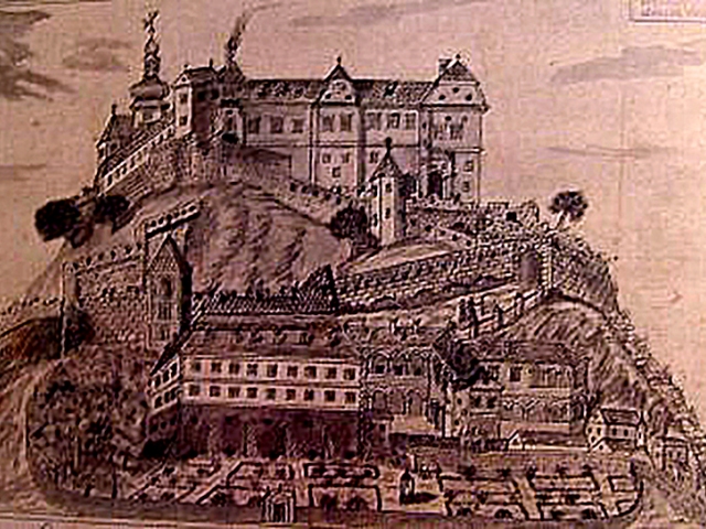 Zeichnung von Burg Güssing im Mittelalter